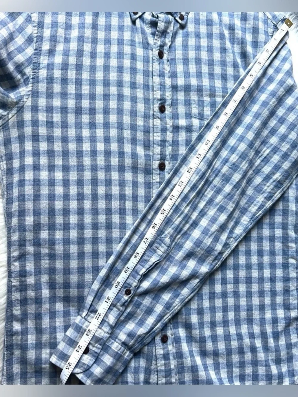J. Crew Men’s Blue and White Gingham Button-Down Shirt Sz S Homespun 100% Cotton